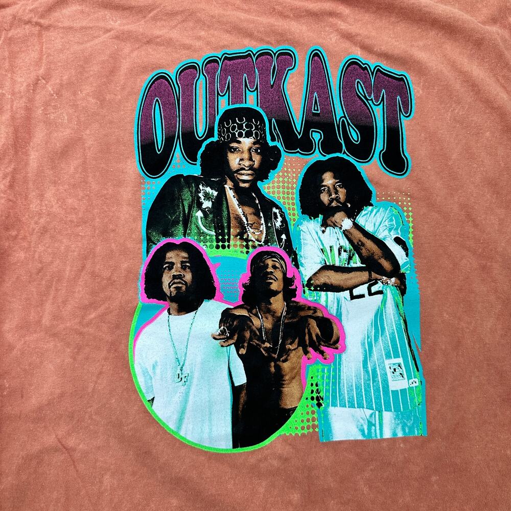 Outkast Graphic Print 90s Y2K Band Short Sleeve T-Shirt Orange Size Large - Picture 3 of 8